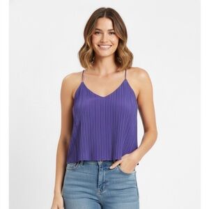 A NEW DAY Pleated Crop Tank Top, Women’s XL, Purple